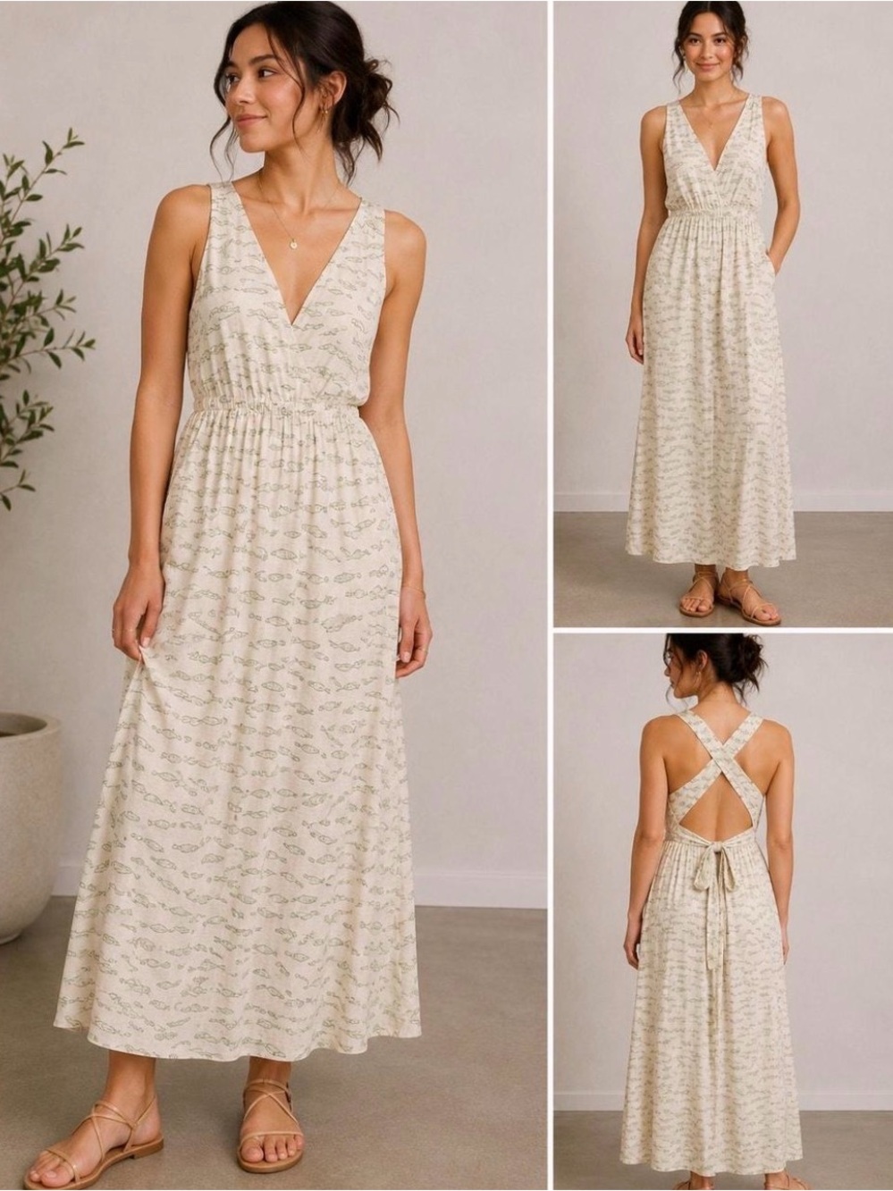 a new day Cream Cross-Back V-Neck Maxi Dress